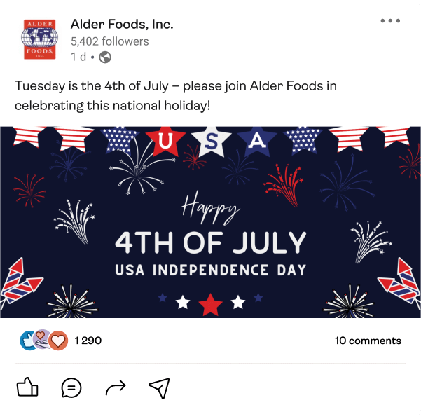 Social media post example